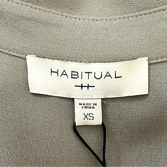 NWT  Habitual Sleeveless Button Up Tie Army Fall Green Midi Dress Size XS - Picture 10 of 11